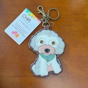 Chala Dog Keychain / Change purse - Cream and Light Pink Poodle Charm